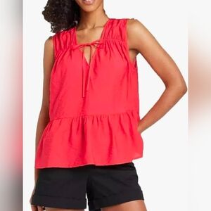 A New Day Smocked Mango Berry Sleeveless Blouse Size Medium